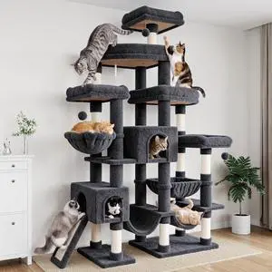83 in Cat Tree Tower for Indoor Adult Felines 20lbs+/Multi-Level Heavy Duty Cat Tower for Big Maine Coon/Giant Perches/Wide Baseboard/Sisal Scratching Posts/Cozy Condos/Dark Grey 83 in Cat Tree Tower for Indoor Adult Felines 20lbs+/Multi-Level Heavy Duty Cat Tower for Big Maine Coon/Giant Perches/Wide Baseboard/Sisal Scratching Posts/Cozy Condos/Dark Grey