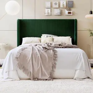 Full Size Corduroy Upholstered Platform Bed Frame with Vertical Channel Tufted Wingback Headboard, 8" Under Bed Storage, Wooden Slats & Metal Frame Support, Easy Assembly, Dark Green Full Size Corduroy Upholstered Platform Bed Frame with Vertical Channel Tufted Wingback Headboard, 8" Under Bed Storage, Wooden Slats & Metal Frame Support, Easy Assembly, Dark Green