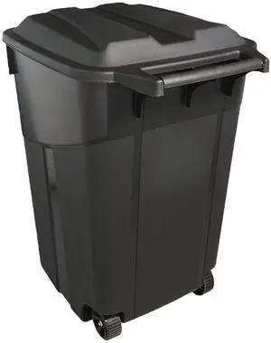 32 Gallon Outdoor Trash Can with Lid, Heavy-Duty Wheeled Garbage Bin for Backyard, Deck or Garage, Black, Can with Attached Snap Lock Lid and Heavy-Duty Handles (32 Gallon) 32 Gallon Outdoor Trash Can with Lid, Heavy-Duty Wheeled Garbage Bin for Backyard, Deck or Garage, Black, Can with Attached Snap Lock Lid and Heavy-Duty Handles (32 Gallon)
