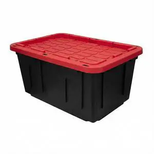 27 Gallon Heavy Duty Storage Tote with Lid, Stackable & Nestable Plastic Storage Bin for Garage, Large Tote Box Organizing Container, Black Red (1) 27 Gallon Heavy Duty Storage Tote with Lid, Stackable & Nestable Plastic Storage Bin for Garage, Large Tote Box Organizing Container, Black Red (1)