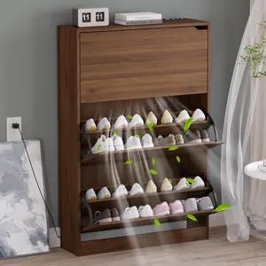Shoe Cabinet with Odor Control and Back Panels, Deodorizing Slim 3-Flip Shoe Storage Cabinet for Entryway, Freestanding Hidden Shoe Rack Organizer for Entrance, Hallway, Bedroom Shoe Cabinet with Odor Control and Back Panels, Deodorizing Slim 3-Flip Shoe Storage Cabinet for Entryway, Freestanding Hidden Shoe Rack Organizer for Entrance, Hallway, Bedroom