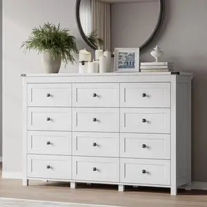 12-Drawer Dresser, Modern Wooden Storage Chest of Drawers, Dresser TV Stand, Wood Drawer Organizer with Metal Handles for Bedroom, Living Room, Hallway 12-Drawer Dresser, Modern Wooden Storage Chest of Drawers, Dresser TV Stand, Wood Drawer Organizer with Metal Handles for Bedroom, Living Room, Hallway