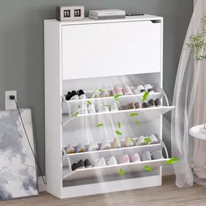 Shoe Cabinet with Odor Control and Back Panels, Deodorizing Slim 3-Flip Shoe Storage Cabinet for Entryway, Freestanding Hidden Shoe Rack Organizer for Entrance, Hallway, Bedroom Shoe Cabinet with Odor Control and Back Panels, Deodorizing Slim 3-Flip Shoe Storage Cabinet for Entryway, Freestanding Hidden Shoe Rack Organizer for Entrance, Hallway, Bedroom