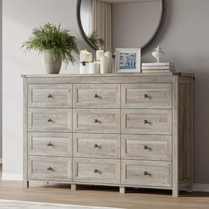 12-Drawer Dresser, Modern Wooden Storage Chest of Drawers, Dresser TV Stand, Wood Drawer Organizer with Metal Handles for Bedroom, Living Room, Hallway 12-Drawer Dresser, Modern Wooden Storage Chest of Drawers, Dresser TV Stand, Wood Drawer Organizer with Metal Handles for Bedroom, Living Room, Hallway