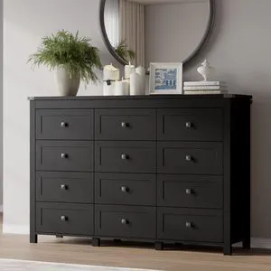 12-Drawer Dresser, Modern Wooden Storage Chest of Drawers, Dresser TV Stand, Wood Drawer Organizer with Metal Handles for Bedroom, Living Room, Hallway 12-Drawer Dresser, Modern Wooden Storage Chest of Drawers, Dresser TV Stand, Wood Drawer Organizer with Metal Handles for Bedroom, Living Room, Hallway