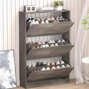 Shoe Cabinet with 3 Flip Drawers, Hidden Wood Shoe Cabinet,Freestanding Shoe Storage Cabinet for Entryway Hallway Shoe Cabinet with 3 Flip Drawers, Hidden Wood Shoe Cabinet,Freestanding Shoe Storage Cabinet for Entryway Hallway