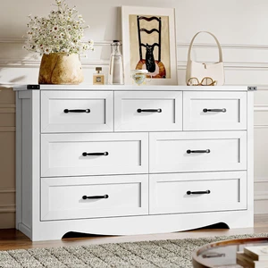 7-Drawer Dresser for Bedroom, Modern Wooden Chest of Drawers with Metal Handles, Anti-Tipping Design, Sturdy and Stable Storage Organizer for Living Room, Entryway, Home Office 7-Drawer Dresser for Bedroom, Modern Wooden Chest of Drawers with Metal Handles, Anti-Tipping Design, Sturdy and Stable Storage Organizer for Living Room, Entryway, Home Office