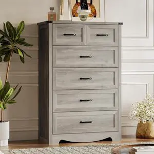 Tall 6-Drawer Dresser for Bedroom, Modern Wooden Chest of Drawers with Metal Handles, Anti-Tipping Design, Sturdy and Stable Storage Organizer for Living Room, Entryway, Home Office, Standard Tall 6-Drawer Dresser for Bedroom, Modern Wooden Chest of Drawers with Metal Handles, Anti-Tipping Design, Sturdy and Stable Storage Organizer for Living Room, Entryway, Home Office, Standard