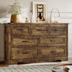 7-Drawer Dresser for Bedroom, Modern Wooden Chest of Drawers with Metal Handles, Anti-Tipping Design, Sturdy and Stable Storage Organizer for Living Room, Entryway, Home Office 7-Drawer Dresser for Bedroom, Modern Wooden Chest of Drawers with Metal Handles, Anti-Tipping Design, Sturdy and Stable Storage Organizer for Living Room, Entryway, Home Office