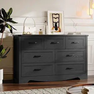 7-Drawer Dresser for Bedroom, Modern Wooden Chest of Drawers with Metal Handles, Anti-Tipping Design, Sturdy and Stable Storage Organizer for Living Room, Entryway, Home Office 7-Drawer Dresser for Bedroom, Modern Wooden Chest of Drawers with Metal Handles, Anti-Tipping Design, Sturdy and Stable Storage Organizer for Living Room, Entryway, Home Office