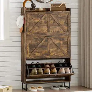 Shoe Cabinet with 3 Flip Drawers Narrow Shoe Storage Cabinet Organizer Wooden Freestanding Shoe Rack Hidden Slim Shoes Storage Cabinet for Entryway, Hallway, Living Room, Bedroom Shoe Cabinet with 3 Flip Drawers Narrow Shoe Storage Cabinet Organizer Wooden Freestanding Shoe Rack Hidden Slim Shoes Storage Cabinet for Entryway, Hallway, Living Room, Bedroom