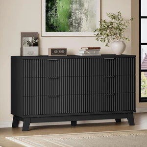 53" Long Dresser for Bedroom, 6-Drawer Dresser with Fluted Fronts, Wide Wood Chest of Drawers, Smooth Metal Slides, Stable Base, Modern Clothes Storage Cabinet for Living Room, Hallway 53" Long Dresser for Bedroom, 6-Drawer Dresser with Fluted Fronts, Wide Wood Chest of Drawers, Smooth Metal Slides, Stable Base, Modern Clothes Storage Cabinet for Living Room, Hallway