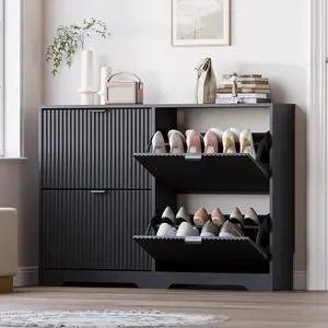 Large Shoe Cabinet for Entryway, Shoe Rack Cabinet with 4 Flip Drawer and Adjustable Shelves for Small Apartment, Foyer Large Shoe Cabinet for Entryway, Shoe Rack Cabinet with 4 Flip Drawer and Adjustable Shelves for Small Apartment, Foyer