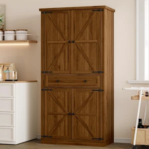 Pantry Organizers and Storage Cabinet, 67.71 Barn Door White Kitchen Cabinet with Drawers and Adjustable Shelf, Tall Pantry for Kitchen, Dining Room, Living Room Pantry Organizers and Storage Cabinet, 67.71 Barn Door White Kitchen Cabinet with Drawers and Adjustable Shelf, Tall Pantry for Kitchen, Dining Room, Living Room