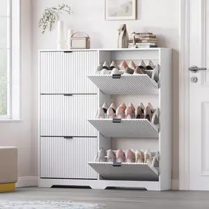 Large Shoe Cabinet for Entryway, Tall Narrow Shoe Storage Cabinet with 6 Flip Drawers and Adjustable Shelves, Shoe Rack Cabinet Organizer for Hallway, Foyer, Small Apartment Large Shoe Cabinet for Entryway, Tall Narrow Shoe Storage Cabinet with 6 Flip Drawers and Adjustable Shelves, Shoe Rack Cabinet Organizer for Hallway, Foyer, Small Apartment