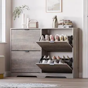 Large Shoe Cabinet for Entryway, Shoe Rack Cabinet with 4 Flip Drawer and Adjustable Shelves for Small Apartment, Foyer Large Shoe Cabinet for Entryway, Shoe Rack Cabinet with 4 Flip Drawer and Adjustable Shelves for Small Apartment, Foyer