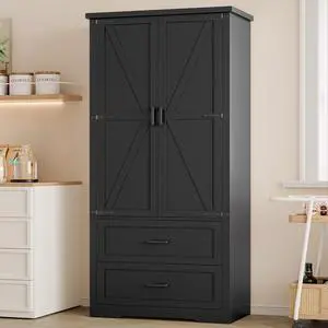 Pantry Organizers and Storage Cabinet, 71 Barn Door White Kitchen Cabinet with Drawers and Adjustable Shelf, Tall Pantry for Kitchen, Dining Room, Living Room. Bathroom and Office Pantry Organizers and Storage Cabinet, 71 Barn Door White Kitchen Cabinet with Drawers and Adjustable Shelf, Tall Pantry for Kitchen, Dining Room, Living Room. Bathroom and Office