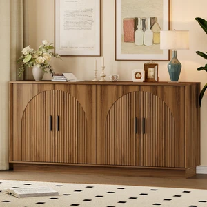 Sideboard Buffet Cabinet with Storage, 65 Large Console Table | Adjustable shelves, fluted arched doors, spacious tabletop, enclosed base, anti-tip kit, ideal for dining room, living room Sideboard Buffet Cabinet with Storage, 65 Large Console Table | Adjustable shelves, fluted arched doors, spacious tabletop, enclosed base, anti-tip kit, ideal for dining room, living room