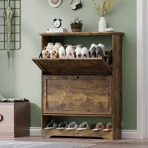 Shoe Cabinet for Entryway, Slim Shoe Storage Cabinet with Adjustable Shelves, Wooden Rack and Organizer for Small Spaces, Closet, Foyer, Hallway Shoe Cabinet for Entryway, Slim Shoe Storage Cabinet with Adjustable Shelves, Wooden Rack and Organizer for Small Spaces, Closet, Foyer, Hallway