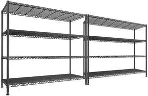 Storage Shelves 45.3''W Wire Shelving Unit 4 Tier Metal Shelves for Storage Rack Metal Shelving for Pantry Shelves Kitchen Steel Shelving, 45.3''W*63''H*17.7" D, 2 Pack Storage Shelves 45.3''W Wire Shelving Unit 4 Tier Metal Shelves for Storage Rack Metal Shelving for Pantry Shelves Kitchen Steel Shelving, 45.3''W*63''H*17.7" D, 2 Pack