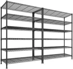 75''H Storage Shelves Metal Shelving Unit, 6 Tier Wire Shelving for Pantry Shelves Adjustable 1200LBS Garage Shelving Heavy Duty Storage Rack for Kitchen Garage, 35.4''W*75''H*15.7" D, 2PCS 75''H Storage Shelves Metal Shelving Unit, 6 Tier Wire Shelving for Pantry Shelves Adjustable 1200LBS Garage Shelving Heavy Duty Storage Rack for Kitchen Garage, 35.4''W*75''H*15.7" D, 2PCS