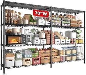 70"W Metal Shelving, Storage Shelves 4-tier Wire Shelving Unit Load 1240LBS Metal Shelves for Storage Adjustable Shelving Rack for Pantry Kitchen Commercial school Garage 70"W*15.8"D*62.9"H 70"W Metal Shelving, Storage Shelves 4-tier Wire Shelving Unit Load 1240LBS Metal Shelves for Storage Adjustable Shelving Rack for Pantry Kitchen Commercial school Garage 70"W*15.8"D*62.9"H