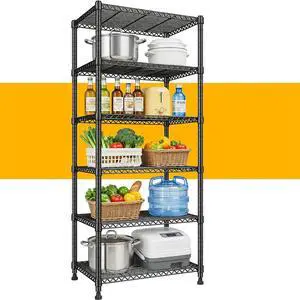 6-Storage Shelves Metal Shelving Units and Storage Shelves, 72.2H Wire Shelving Garage Adjustable, Garage Storage Save Space, Heavy Duty Shelving for Pantry Kitchen, 24.3W X18D X72.2H 6-Storage Shelves Metal Shelving Units and Storage Shelves, 72.2H Wire Shelving Garage Adjustable, Garage Storage Save Space, Heavy Duty Shelving for Pantry Kitchen, 24.3W X18D X72.2H