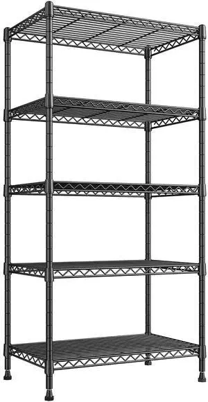 Metal Shelving 5 Tier Wire Sturdy Storage Shelves Adjustable Steel Organizer Wire Rack for Kitchen Laundry Room Commercial School Storage Room Black 63Hx 21.65L x 11.8D Metal Shelving 5 Tier Wire Sturdy Storage Shelves Adjustable Steel Organizer Wire Rack for Kitchen Laundry Room Commercial School Storage Room Black 63Hx 21.65L x 11.8D