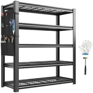 Storage Shelves,Heavy Duty Garage Shelving Load 2500LBS,5-Tier Metal Shelving Units with Tool Storage Bag, Adjustable Shelving Industrial for Basement Garage Organization,38.2" W x66 H x16 D Storage Shelves,Heavy Duty Garage Shelving Load 2500LBS,5-Tier Metal Shelving Units with Tool Storage Bag, Adjustable Shelving Industrial for Basement Garage Organization,38.2" W x66 H x16 D