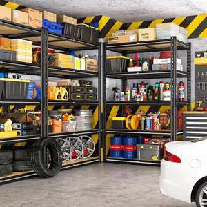 2000LBS Storage Shelves Heavy Duty,5-Tier Metal Shelving Unit for Pantry Garage Laundry Room,Adjustable Utility Storage Rack with Steel Frame & Thick MDF Boards,27.8"W x 12"D x 60"H, Black,4 Pack 2000LBS Storage Shelves Heavy Duty,5-Tier Metal Shelving Unit for Pantry Garage Laundry Room,Adjustable Utility Storage Rack with Steel Frame & Thick MDF Boards,27.8"W x 12"D x 60"H, Black,4 Pack