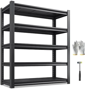 5 Tier Garage Shelving for Garage, Adjustable Metal Shelving | 3000LBS Capacity, 36"W x 16"D x 72"H, RustResistant, Solid Steel, Fits Pantry, Commercial, Freestanding, ToolFree Assembly 5 Tier Garage Shelving for Garage, Adjustable Metal Shelving | 3000LBS Capacity, 36"W x 16"D x 72"H, RustResistant, Solid Steel, Fits Pantry, Commercial, Freestanding, ToolFree Assembly