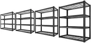 40" W Storage Shelves with Wire Mesh Panels for Garage Organization | 560Lbs/tier, 40" W x 19.5" D x 59.5" H, Adjustable, 4-Tier, Double-Layer Frame, Rustproof Finish, for Basement Warehouse, 4Pc 40" W Storage Shelves with Wire Mesh Panels for Garage Organization | 560Lbs/tier, 40" W x 19.5" D x 59.5" H, Adjustable, 4-Tier, Double-Layer Frame, Rustproof Finish, for Basement Warehouse, 4Pc