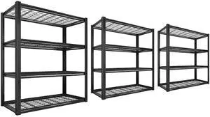 40" W Storage Shelves with Wire Mesh Panels for Garage Organization | 560Lbs/tier, 40" W x 19.5" D x 59.5" H, Adjustable, 4-Tier, Double-Layer Frame, Rustproof Finish, for Basement Warehouse, 3Pc 40" W Storage Shelves with Wire Mesh Panels for Garage Organization | 560Lbs/tier, 40" W x 19.5" D x 59.5" H, Adjustable, 4-Tier, Double-Layer Frame, Rustproof Finish, for Basement Warehouse, 3Pc