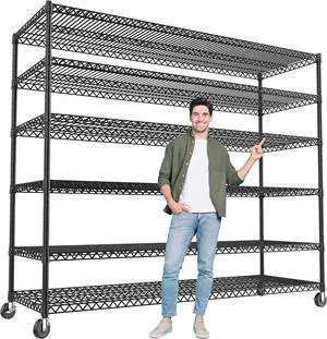 82.6" H*60''W*17.7" D Steel Heavy Duty Wire Shelving with Wheels, 6-Tier Adjustable Storage Shelves 3598LBS Commercial Metal Shelves for Pantry, Garage, College Dorm School Industrial Shelving 82.6" H*60''W*17.7" D Steel Heavy Duty Wire Shelving with Wheels, 6-Tier Adjustable Storage Shelves 3598LBS Commercial Metal Shelves for Pantry, Garage, College Dorm School Industrial Shelving