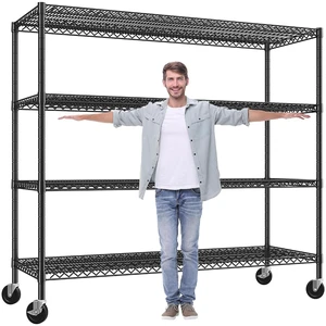 60" W Storage Shelves 2878LBS Metal Shelving Unit with Wheels Heavy Duty Garage Shelving Adjustable Wire Shelves for Pantry,Kitchen,Garage,Basement,Business,Warehouse,School,60W ×24D×65.3H 60" W Storage Shelves 2878LBS Metal Shelving Unit with Wheels Heavy Duty Garage Shelving Adjustable Wire Shelves for Pantry,Kitchen,Garage,Basement,Business,Warehouse,School,60W ×24D×65.3H