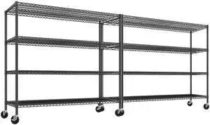 60" W ×24" D×65.3" H, 4 Tier Wire Shelving 2878LBS Heavy Duty Steel Storage Rack Shelving Adjustable Shelves for Warehouses, Garages, Kitchens, and Commercial Spaces/Premium Wheels 2 Pack 60" W ×24" D×65.3" H, 4 Tier Wire Shelving 2878LBS Heavy Duty Steel Storage Rack Shelving Adjustable Shelves for Warehouses, Garages, Kitchens, and Commercial Spaces/Premium Wheels 2 Pack