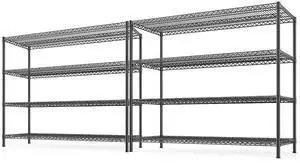 2560LBS Storage Shelves 55.5"W Metal Shelving Unit 4 Tier Wire Shelving Commercial Adjustable Garage Shelving Heavy Duty for Storage Rack for Pantry, Garage, Kitchen,55.5"W x 18"D x 55.5"H,2PCS 2560LBS Storage Shelves 55.5"W Metal Shelving Unit 4 Tier Wire Shelving Commercial Adjustable Garage Shelving Heavy Duty for Storage Rack for Pantry, Garage, Kitchen,55.5"W x 18"D x 55.5"H,2PCS