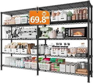 1600LBS Heavy Duty Storage Shelves 5-Tier Extra-Wide Metal Shelving 69.8" W x 72.4" H Capacity Garage Shelving Unit Adjustable Wire Shelving for Kitchen Garage Pantry Basement 1600LBS Heavy Duty Storage Shelves 5-Tier Extra-Wide Metal Shelving 69.8" W x 72.4" H Capacity Garage Shelving Unit Adjustable Wire Shelving for Kitchen Garage Pantry Basement