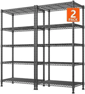 1000LBS Wire Shelving Unit, 5 Tier Adjustable Metal Storage Shelves for Kitchen Pantry Office Steel Organizer Wire Rack for Narrow Space, 13.4" D x 23.2" W x 60" H, Black,2PCS 1000LBS Wire Shelving Unit, 5 Tier Adjustable Metal Storage Shelves for Kitchen Pantry Office Steel Organizer Wire Rack for Narrow Space, 13.4" D x 23.2" W x 60" H, Black,2PCS