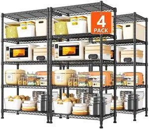 1000LBS Wire Shelving Unit, 5 Tier Adjustable Metal Storage Shelves for Kitchen Pantry Office Steel Organizer Wire Rack for Narrow Space, 13.4" D x 23.2" W x 60" H, Black,4PCS 1000LBS Wire Shelving Unit, 5 Tier Adjustable Metal Storage Shelves for Kitchen Pantry Office Steel Organizer Wire Rack for Narrow Space, 13.4" D x 23.2" W x 60" H, Black,4PCS