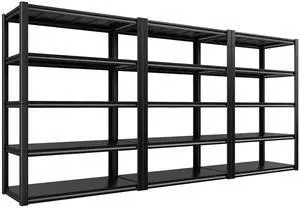 Garage Shelving 48.2" W Storage Shelves 3000LBS Metal Shelving Heavy Duty Adjustable Metal Shelf 5 Tier Pantry Shelves for Basement Warehouse Supermarket 72.2" H x 24.2" D x 48.2" W, 3 Pac Garage Shelving 48.2" W Storage Shelves 3000LBS Metal Shelving Heavy Duty Adjustable Metal Shelf 5 Tier Pantry Shelves for Basement Warehouse Supermarket 72.2" H x 24.2" D x 48.2" W, 3 Pac
