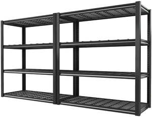 40" W Heavy Duty Garage Shelving Unit Load 2200Lbs, 4-Tier Reinforced Metal Storage Shelves, Adjustable Storage Rack for Garage Basement Warehouse Pantry Kitchen, 40"W x 19.7"D x 59.9"H, Black, 2PC 40" W Heavy Duty Garage Shelving Unit Load 2200Lbs, 4-Tier Reinforced Metal Storage Shelves, Adjustable Storage Rack for Garage Basement Warehouse Pantry Kitchen, 40"W x 19.7"D x 59.9"H, Black, 2PC