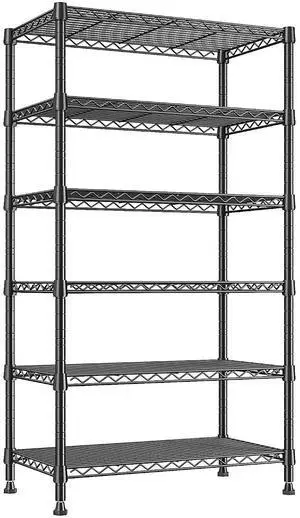 6-Tier Metal Shelving Unit, 800LBS Heavy Duty Wire Shelving with Anti-Tipping Kit, No Tools Needed, Adjustable Storage Shelves for Garage Pantry Kitchen Closet, 13.8" D x 21.5" W x 70.5" H 6-Tier Metal Shelving Unit, 800LBS Heavy Duty Wire Shelving with Anti-Tipping Kit, No Tools Needed, Adjustable Storage Shelves for Garage Pantry Kitchen Closet, 13.8" D x 21.5" W x 70.5" H