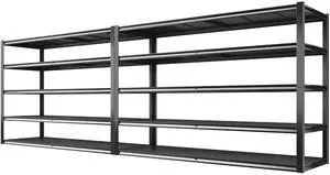78" H Storage Shelves, Garage Shelving Heavy Duty Load 3000LBS, Adjustable Garage Shelving, 5 Tier Metal Shelves Unit for Storage Rack, Basement, 55" W x 26" D x 78" H, Black, 2 Pack 78" H Storage Shelves, Garage Shelving Heavy Duty Load 3000LBS, Adjustable Garage Shelving, 5 Tier Metal Shelves Unit for Storage Rack, Basement, 55" W x 26" D x 78" H, Black, 2 Pack