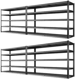 78" H Storage Shelves, Garage Shelving Heavy Duty Load 3000LBS, Adjustable Garage Shelving, 5 Tier Metal Shelves Unit for Storage Rack, Basement, 55" W x 26" D x 78" H, Black, 4 Pack 78" H Storage Shelves, Garage Shelving Heavy Duty Load 3000LBS, Adjustable Garage Shelving, 5 Tier Metal Shelves Unit for Storage Rack, Basement, 55" W x 26" D x 78" H, Black, 4 Pack