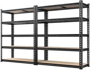 2-Pack Storage Shelves Space-Saving and Organization for Garage | Adjustable Tier Height, Safe Edges, Home Storage, Commercial Display, Detachable Metal Shelving for Basement Pantry Warehouse 2-Pack Storage Shelves Space-Saving and Organization for Garage | Adjustable Tier Height, Safe Edges, Home Storage, Commercial Display, Detachable Metal Shelving for Basement Pantry Warehouse