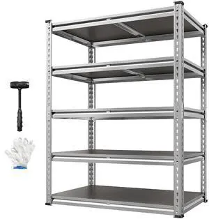 2200LBS Heavy Duty Storage Shelves, 5-Tier Adjustable Metal Shelving Unit with Waterproof PP Boards,Garage Storage Rack for Pantry Basement Warehouse,35" W x 16" D x 72" H,Sliver Shelves 2200LBS Heavy Duty Storage Shelves, 5-Tier Adjustable Metal Shelving Unit with Waterproof PP Boards,Garage Storage Rack for Pantry Basement Warehouse,35" W x 16" D x 72" H,Sliver Shelves