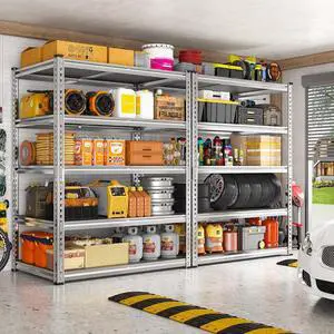 2200LBS Heavy Duty Storage Shelves, 5-Tier Adjustable Metal Shelving Unit with Waterproof PP Boards,Garage Storage Rack for Pantry Basement Warehouse,35"W x 16"D x 72"H,3 Pack Sliver Shelves 2200LBS Heavy Duty Storage Shelves, 5-Tier Adjustable Metal Shelving Unit with Waterproof PP Boards,Garage Storage Rack for Pantry Basement Warehouse,35"W x 16"D x 72"H,3 Pack Sliver Shelves