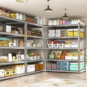 2200LBS Heavy Duty Storage Shelves, 5-Tier Adjustable Metal Shelving Unit with Waterproof PP Boards,Garage Storage Rack for Pantry Basement Warehouse,35"W x 16"D x 72"H,4 Pack Sliver Shelves 2200LBS Heavy Duty Storage Shelves, 5-Tier Adjustable Metal Shelving Unit with Waterproof PP Boards,Garage Storage Rack for Pantry Basement Warehouse,35"W x 16"D x 72"H,4 Pack Sliver Shelves
