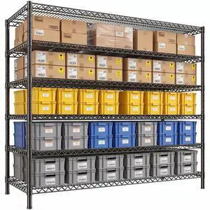 Storage Shelves, 3840LBS Heavy Duty&Adjustable Height for Basement | 55.5" W Shelf Space Saving, 6 Tier Freestanding, Powder Coated, Anti-Tipping Device, Moisture Resistant, for Garage Storage Shelves, 3840LBS Heavy Duty&Adjustable Height for Basement | 55.5" W Shelf Space Saving, 6 Tier Freestanding, Powder Coated, Anti-Tipping Device, Moisture Resistant, for Garage